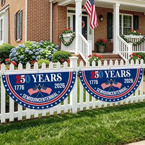 4th of July Patriotic Bunting - American Flag Bunting 2 X 4 Ft, 250 Years American Flag, 4th of July Party Decorations, 1776-2026 250 Year American Anniversary Flag Indoor Outdoor Hanging Decor-2PCS
