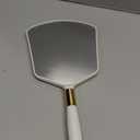 Eaoundm Hand Held Mirror with Handle, Makeup Hand Mirror with Hook Hole for Bathroom and Bedroom, Barbers Haircut Mirror for Home and Salon (6 W X6.8 L inchs, White)