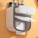 Toilet Paper Holder, Plastic Waterproof Wall Mounted Bathroom Tissue Roll Paper Towel Holder Dispensers with Storage Space Shelves and Storage Boxes for Bathroom(White)