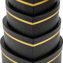 Oairse Black Gift Boxes with Lids for Present Heart Shaped Flower Boxes for Arrangements Set of 4 Floral Gift Boxes for Bridesmaid, Proposal, Wedding, Birthday, Baby Showers