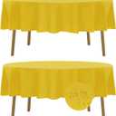 Fokitut 2 Pack Waterproof Round Tablecloth, 60 Inch, Stain Resistant and Wrinkle Polyester Table Cloth, Fabric Table Cover for Kitchen Dining, Wedding, Party, Holiday Dinner-Yellow