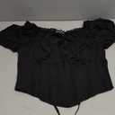 Scarlet Darkness Renaissance Shirt Women Short Sleeve Corset Tops Peasant Blouses (Medium, Black)