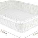 5 Pack Poly Wicker Bread Baskets 15.7x11.8x2.8 Inch, Restaurant-Grade Food Display Trays, Moisture-Resistant for Kitchen Storage/Tabletop Serving/Hotel Buffet (White)