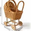 Wicker Carriage,Woven Rattan Stroller Shaped Flower Basket,Natural Willow BranchesUsed for Welcoming Infants, Wedding Parties, Home Decor, Floral Decoration, 21.85x14.37x8.86 inches