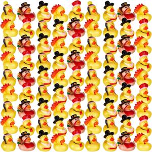 Deekin 100 Pack Thanksgiving Rubber Ducks 2.17 Inches Fall Rubber Ducks Bulk Bathtub Bathing Toy for Thanksgiving Party Favors