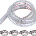 5FT 3/4" ID x 1" OD Steel Wire Suction Hose PVC Reinforced Tubing High Pressure Flexible Vinyl Hose Heavy Duty Clear Vacuum Suction Tube for Dust Collection Drain Fuel