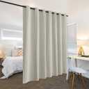 RYB HOME Privacy Curtain for Sliding Glass Door, Light Block Noise Reduce Insulated Curtain Screen Ceiling to Floor for Locker Room Basement Bedroom Closet, 100 inch Wide x 90 inch Long, Natural
