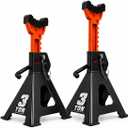 Jack Stands, 3 Ton Capacity with Rubber Cover and Large Foot Base, Double Locking Car Lifting Stand, Black Orange, 1 Pair