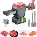 Fresh Meat Slicer, Manual Meat Slicer for Fresh Raw Meat, Meal Prep for the Week, Adjustable Thickness 2mm or 4mm, 17 Blades get 18 Meat Slices, Meat Cleavers can be Sliced, Striped, Diced -Gray