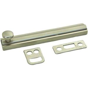 QCAA Solid Brass Surface Bolt 4", Satin Nickel, Made in Taiwan, 1 Pack QCAA Solid Brass Surface Bolt 4", Satin Nickel, Made in Taiwan, 1 Pack