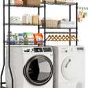 Golpart Laundry Organizer Shelves Over the Washer and Dryer Storage Shelf, Black, 15.75”D x 58.25”W x 72”H