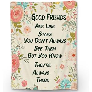 Friend Blanket, Soft Fuzzy Warm Lightweight Flannel Throw Blanket with Floral Frame, Ideal for Couch, Bed, Decor, Travel & Outdoor Use, for Adults Women 6050 in