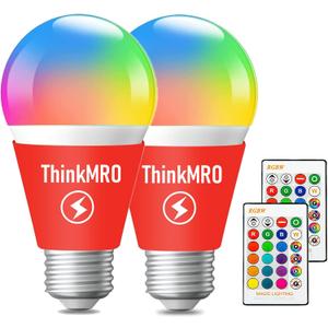 Color Changing LED Light Bulbs with Remote RGBW Bulb 10W (85W Equivalent),A19 E26/27,Lamp Replace,Warm White,Dimmable Memory Function,Ideal Lighting for Home Decoration,Bar Party (2 Pack)