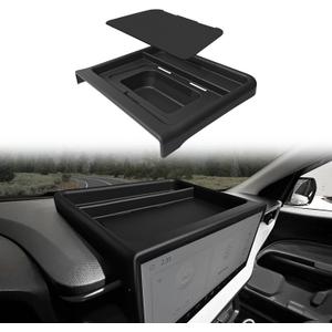 Muslogy Dashboard Storage Organizer Compatible with 2025 2026 Ford Maverick Accessories Center Console Insert with Magnetic Lid Hidden Panel Secret Compartment Fits 2025 2026 Maverick Behind Screen (Black)