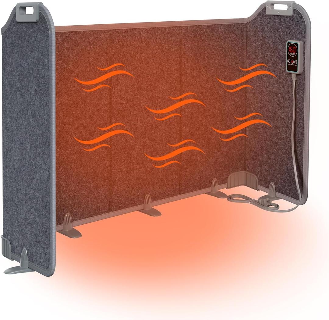 Under Desk Heater for Office, Foldable Space Heater Plus Size 5-Fold, Quiet for Leg, Foot Ankles, Portable Foot Warmer with 12H Timer & 8 Heat Levels, No Odor Anti-tilt, Auto Shut Off, Dark Grey