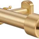 Heavy Duty Curtain Rods, 1 1/8 Inch Diameter Single Curtain Rod 72-144Inch(6-12ft) Extendable Length with End Caps Adjustable Modern Brackets-Warm Gold