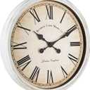 Bernhard Products Large Decorative Wall Clock 20 Inch Silent Non Ticking Battery Operated Quartz Vintage Stylish with Rustic White Rim for Home Living/Dining Room Kitchen & Over Fireplace