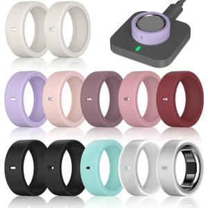 12 Pack Ring Cover Compatible with Oura Ring Gen 4/4 Ceramic, Oura Ring Gen 3 Horizon/Heritage, Support Charging with Cover on, Anti-Scratch Elastic Silicone Ring Protector for Men Women Working Out