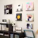 AITEE 2 Pack Vinyl Wall Mount Shelf- Record Wall Display Wooden Record Holder Wall Mount Acrylic Vinyl Record Shelf Clear Floating Shelves-Holds up to 6 Lps Albums