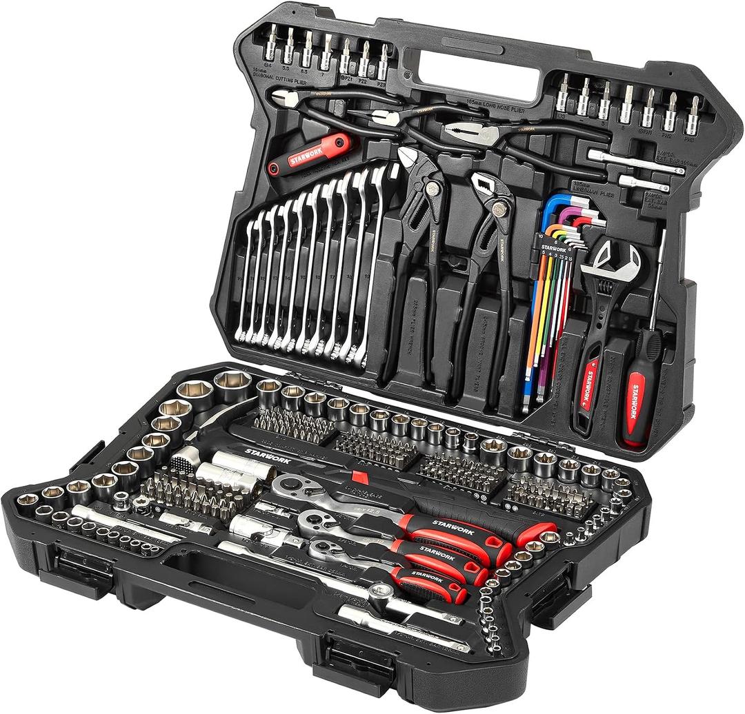 STARWORK TRUE MECHANIC 324-Piece Mechanics Tool Set and Socket Set with 22oz Dragon One-Piece Rip Hammer w/Grip, Professional