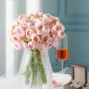 Meldel 32Pcs Ranunculus Artificial Flower, Faux Silk Mini Pink Ranunculus Flowers for DIY Bouquet, Bulk Fake Peony Wedding Filler Flowers for Centerpieces Arrangements Bridal Shower Decorations