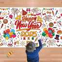OHOME Happy New Year Giant Coloring Poster/Tablecloth - New Years Decorations 2025-30 x 72 Inches Jumbo Coloring Banner Kids Crafts Activities Party Decorations | New Years Eve Party Supplies