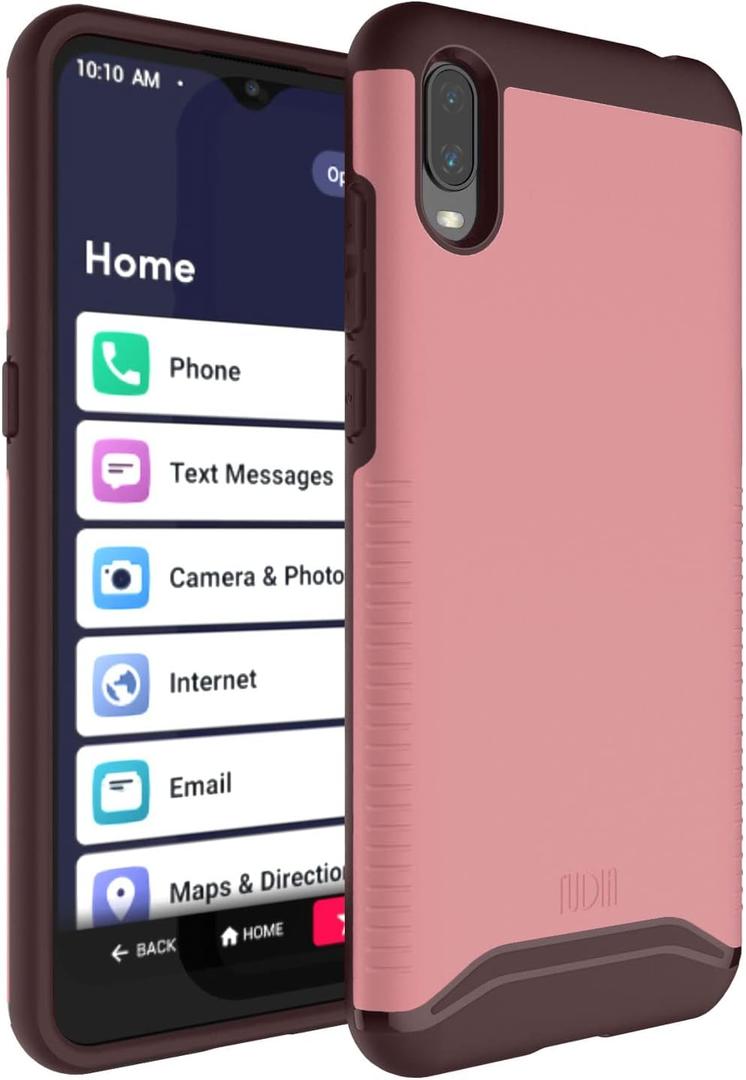 TUDIA DualShield Designed for Jitterbug Smart 3 Case, [Merge] Shockproof Military Grade Heavy Duty Dual Layer Slim Tough Protection for Lively Jitterbug Smart 3 Phone Case - Smokey Pink