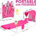 Backpack Beach Tanning Chair with Canopy and Face Hole, 6-Position Folding Lay Out Lounge Chair, UPF 50+ Wind-Resistant Sun Shade, Portable Recliner for Sunbathing, Outside, Poolside, Pink, Patented