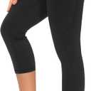 THE GYM PEOPLE Thick High Waist Capris Yoga Pants with Pockets, Tummy Control Workout Running Yoga Leggings for Women (Small, Black)