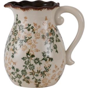 Vintage Green and Beige Vase with Handel,Retro Ice Cracked Ceramic Vases,Rustic Large Chinoiserie Floral Pitcher Vases for Living Room Bookshelf Home Office Dcor 8.2" (GB-03)