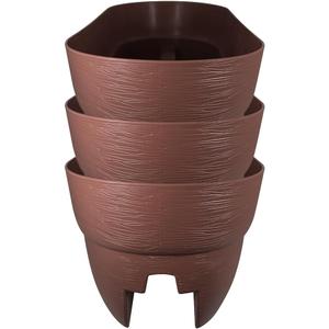 Emsco Group Bloomers 24" Railing Planter with Drainage Holes - Weatherproof Resin Planter - Earth Brown - Outdoor, 3 Pack