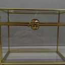 Gold Glass Card Holder - Rectangle Shape Wedding Envelope Box with Slot and Foot, Perfect for Reception and Party Centerpiece