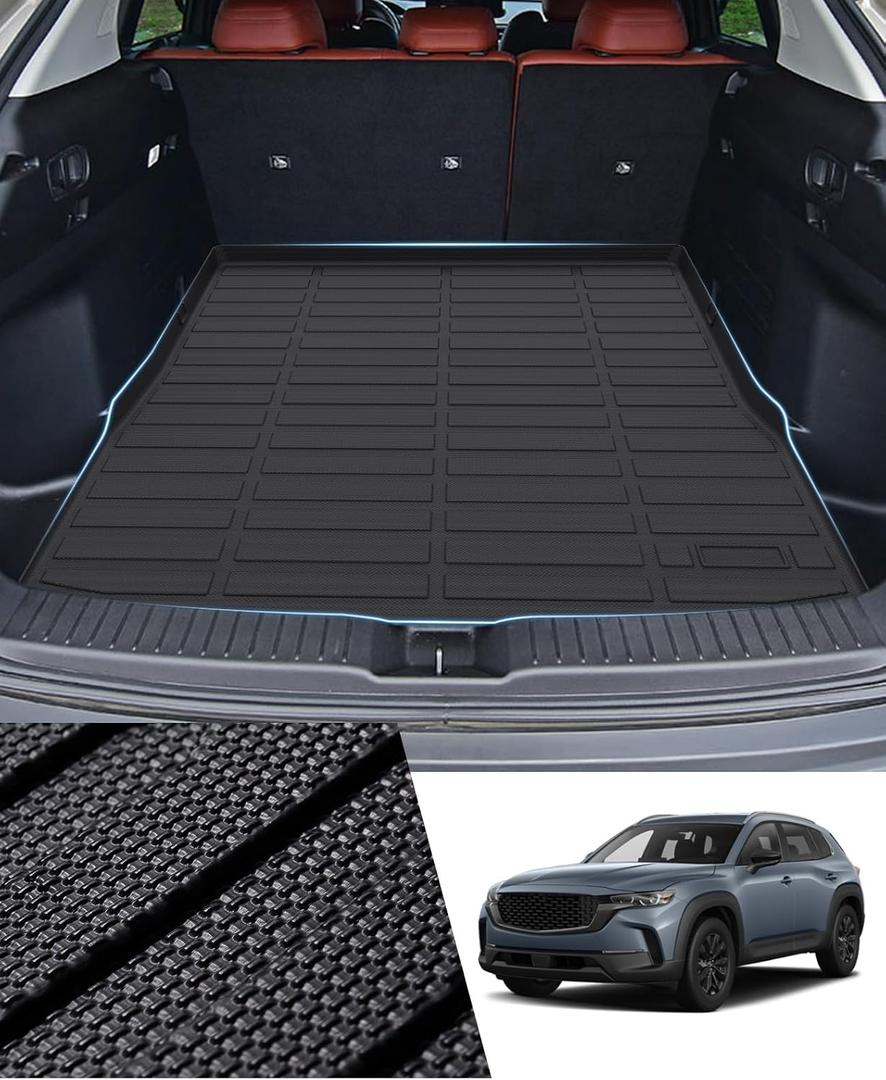 Sunsdrew Cargo Liner for 2023 2024 2025 Mazda CX-50 Accessories TPE Cargo Mat All Weather Odorless Anti-Slip Rear Cargo Tray Heavy Duty Trunk Mat Black Trunk Floor Mat