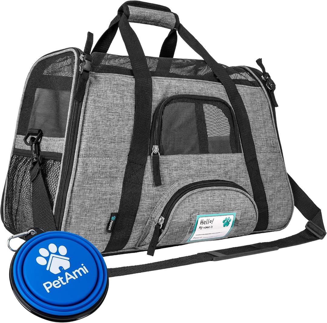 PetAmi Airline Approved Pet Carrier for Cat, Soft Sided Dog Carrier for Small Dog, Cat Travel Supplies Accessories Indoor Cat, Ventilated Pet Carrying Bag Medium Large Kitten Puppy, Large Heather Gray (Large - 19.5"L x 10.2"W x 12"H)