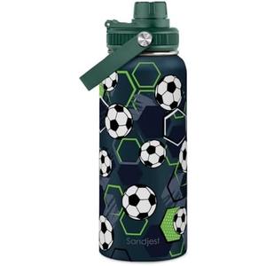 Soccer Water Bottle 32oz Stainless Steel, Travel Tumbler Vacuum Chug Lid Aesthetic Sport for Boys Men Friends Dad Brothers, Gifts for Fathers Day Birthday Christmas