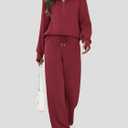 Casly Lamiit Women's 2 Piece Outfits Lounge Set 2025 Oversized Half Zip Sweatshirt Wide Leg Sweatpant Set Sweatsuit Tracksuit, S