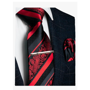 JEMYGINS Mens Floral Necktie and Pocket Square Tie Clip Sets for Men JEMYGINS Mens Floral Necktie and Pocket Square Tie Clip Sets for Men