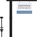 Vinyl PVC Real Estate Sign Post 6' Tall, Realtor Yard Sign Post (Connected type), 47" Arm Holds Up to 36" Sign - Black (No Sign)