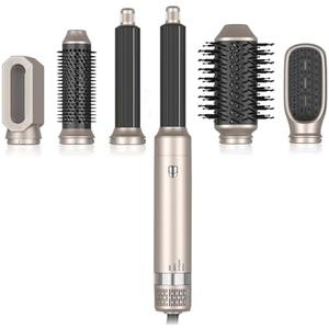 TANSHINE 6-in-1 Auto Hair Styler: Blow Dryer Brush, Hair Wrap Hairstyler, Hot Air Brush with Left & Right Curling Wand and Detachable Heads