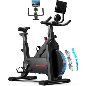 Yesoul Black Exercise Bike for Home,Smart White Cycling Bike Magnetic Stationary Bike, Low Noise Indoor Cycling Bike for Home Gym Electric Stationary Bike with Tablet Mount & Comfortable Seat Cushion for Women Apartment Workout Bike for Fitness