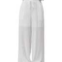 SHENHE Women's Drawstring Tie Front Straight Leg Pants Wide Leg Elastic Waist Pants White Medium (White, M)
