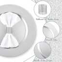 Tanlade 100 Pcs Charger Plates Set Bulk Include 50 Plastic Plate Chargers and 50 Napkin Rings 13" Round for Dinner Table Setting Wedding Baby Shower Decoration(Silver), Simple Style