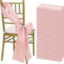 50 PCS Satin Chair Sashes Bows, Rose Gold Chair Ribbon Ties Back Sash Bow Chair Decorative for Wedding Birthday Banquet Party Hotel Event Chair Cover Decoration(7 x 108 Inch)