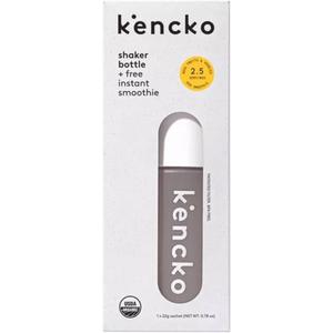Kencko’s Reusable Smoothie Shaker Bottle With 1 Full Size Sample of Kencko Yellows Instant Smoothie Mix 22g-Perfect Smoothies On-the-Go