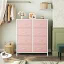 Sweetcrispy 8 Drawer Fabric Dresser for Bedroom, Tall Dresser, Pink, 11.8"D x 30.9"W x 36.4"H (8 Drawers)