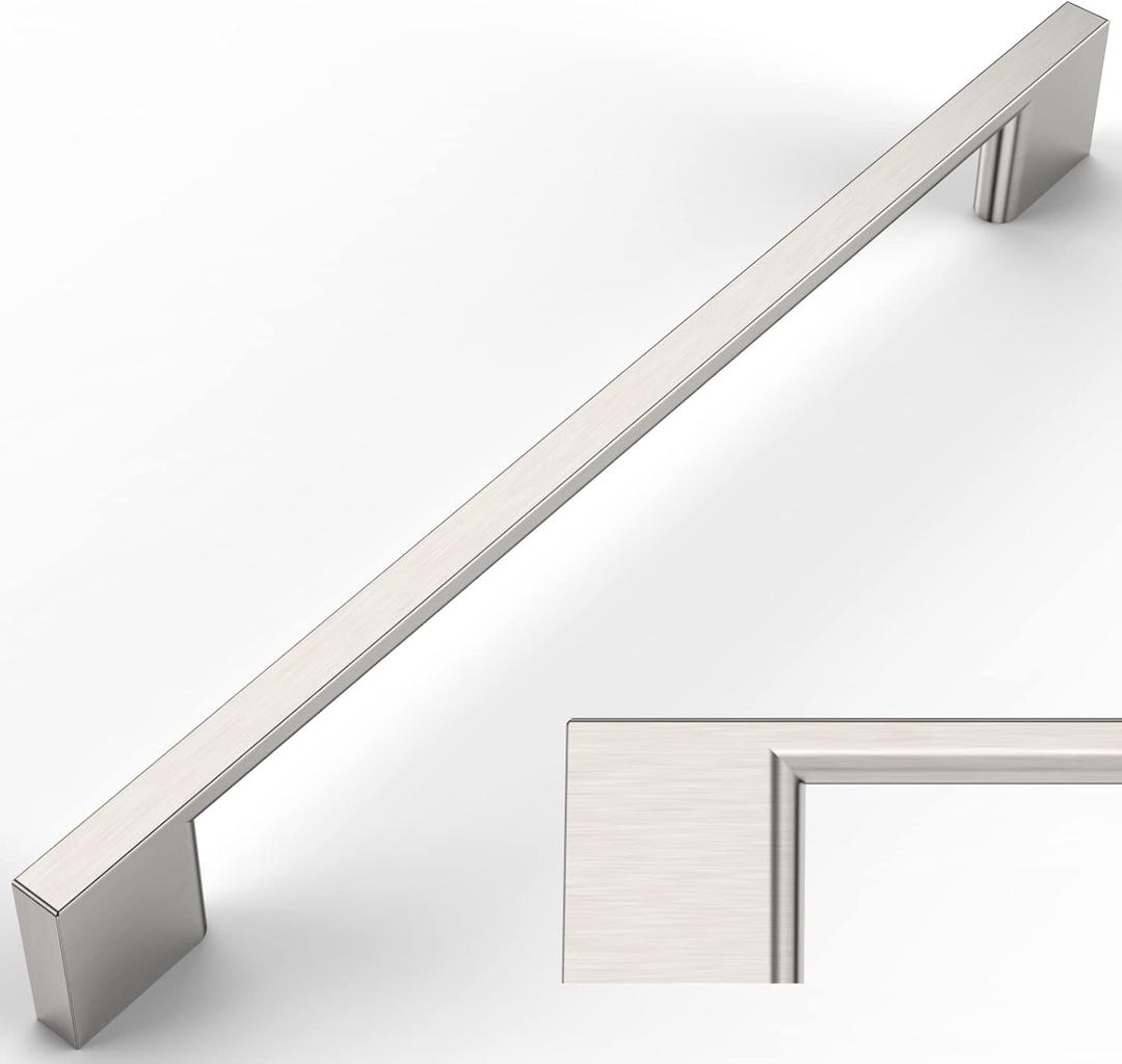 Amerdeco 10 Pack Brushed Satin Nickel Cabinet Pulls 7.5 Inch(192MM) Hole Centers Kitchen Cabinet Handles Cabinet Hardware Kitchen Handles for Cabinets Cupboard Handles Drawer Pulls ZH0060