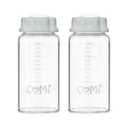 COMI Natural Glass Baby Bottle,Breastmilk Storage Bottle for Fridge,Breast Milk Container,Breast Pump Bottle Compatible with Medela Breast Pump,BPA Free,2PCS (5oz,2 Gray Lids)