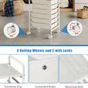6-Tier Utility Cart with 6 Drawers, Rolling Utility Cart with 2 Lockable Caster Wheels, Multipurpose Mobile Rolling Drawer Cart for Office Bathroom Kitchen, Ivory White