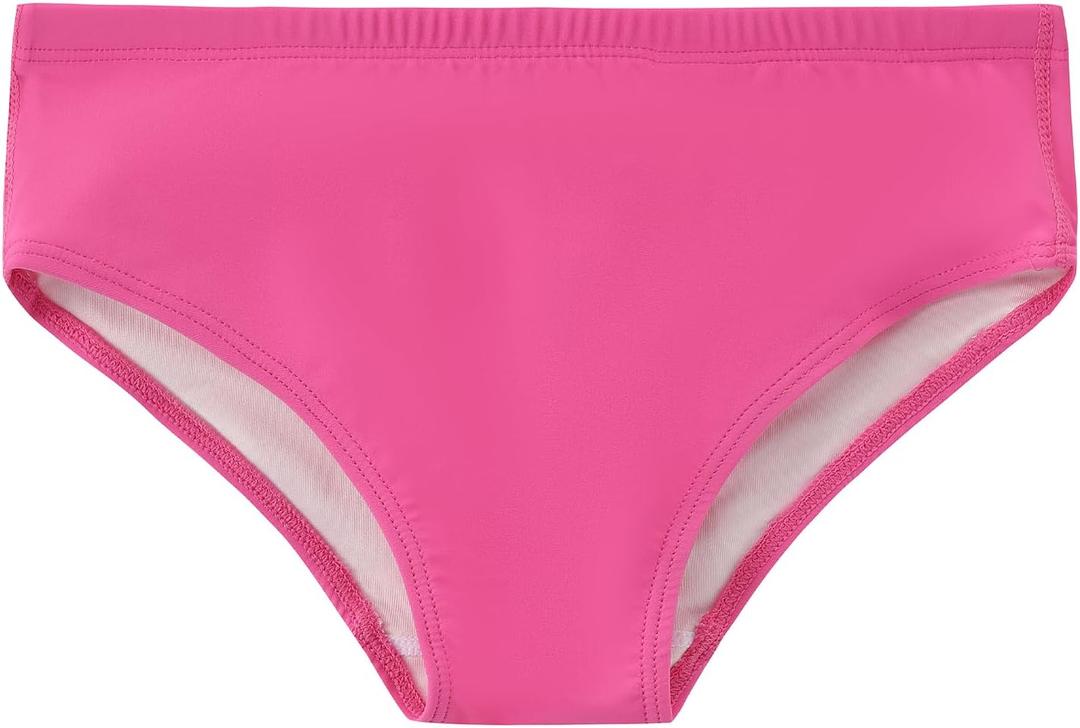 Dovio Girls Swim Bikini Bottoms with Fully Lined, UPF 50+ Sun Protection Swimsuit Quick-Dry Beach Pool (Pink, 14)
