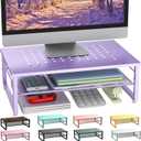 gianotter 2-Tier Metal Monitor Stand Riser, Office Desk Storage Organizer for Computer Monitor, Laptop, Printer, Office Supplies (Purple)